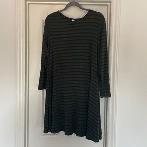 Green and black stripe dress